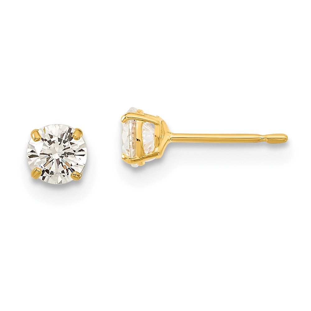 14k Madi K 4mm Round CZ Basket Set Stud Earrings (0.29 grams)