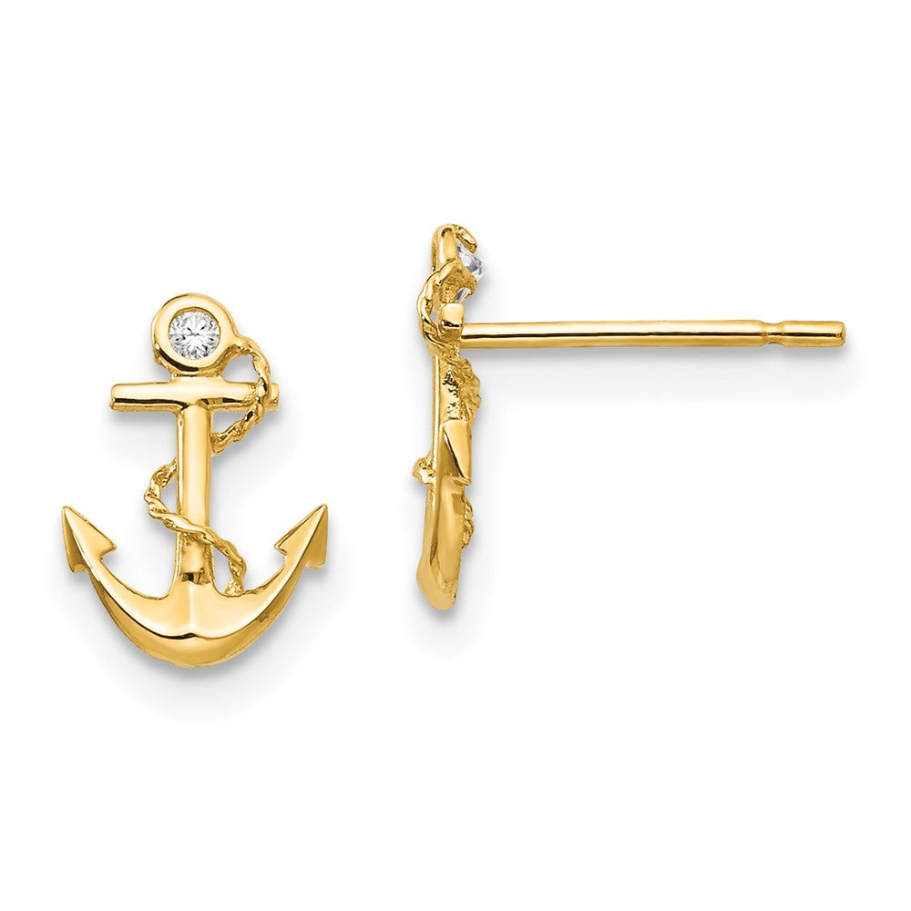 14k Madi K CZ Children's Anchor Post Earrings (0.34 grams)