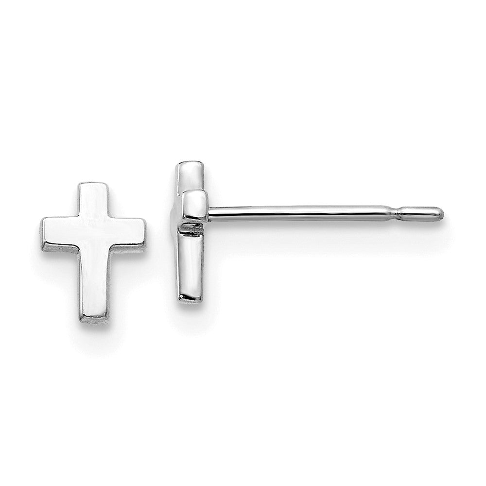 14k White Gold Madi K Children's Cross Post Earrings (0.33 grams)