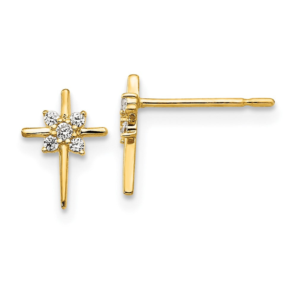 14k Madi K CZ Children's Cross Post Earrings (0.33 grams)