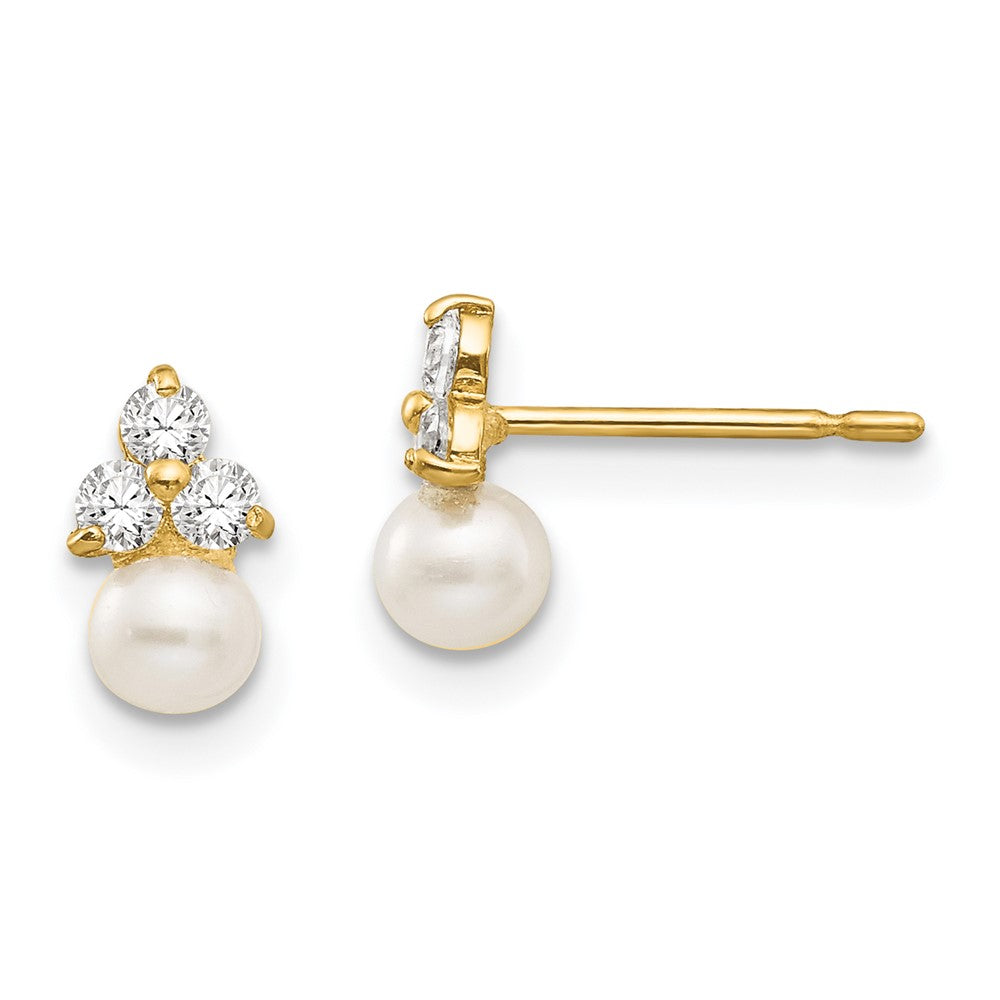14k Madi K CZ and FW Cultured Pearl Post Earrings (0.4 grams)