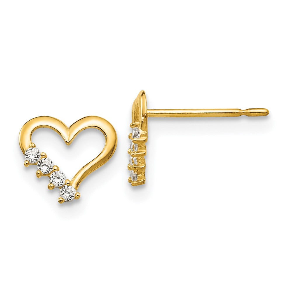 14k Madi K CZ Children's Heart Post Earrings (0.33 grams)