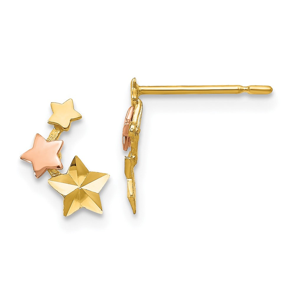 14k Yellow & Rose Gold Madi K D/C Children's Star Post Earrings (0.29 grams)