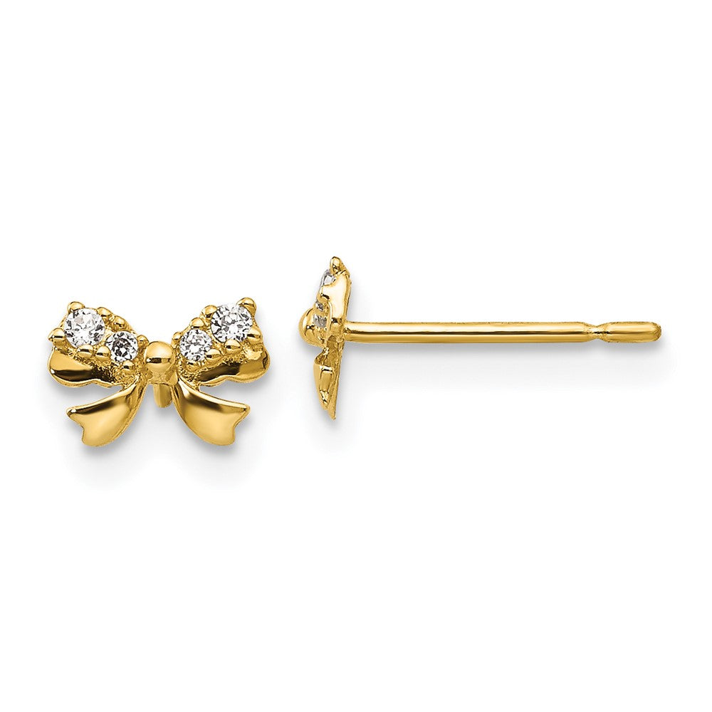 14k Madi K CZ Children's Bow Post Earrings (0.29 grams)