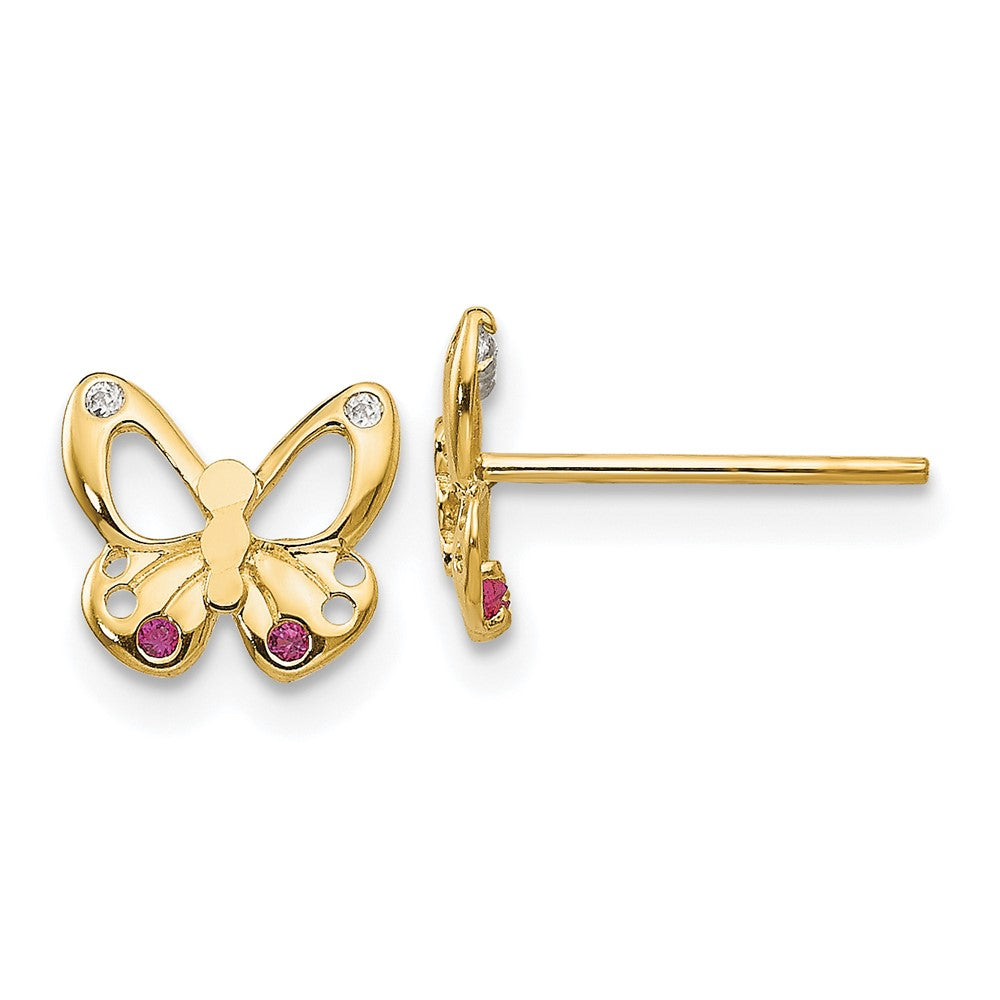 14k Madi K CZ Children's Butterfly Post Earrings (0.44 grams)