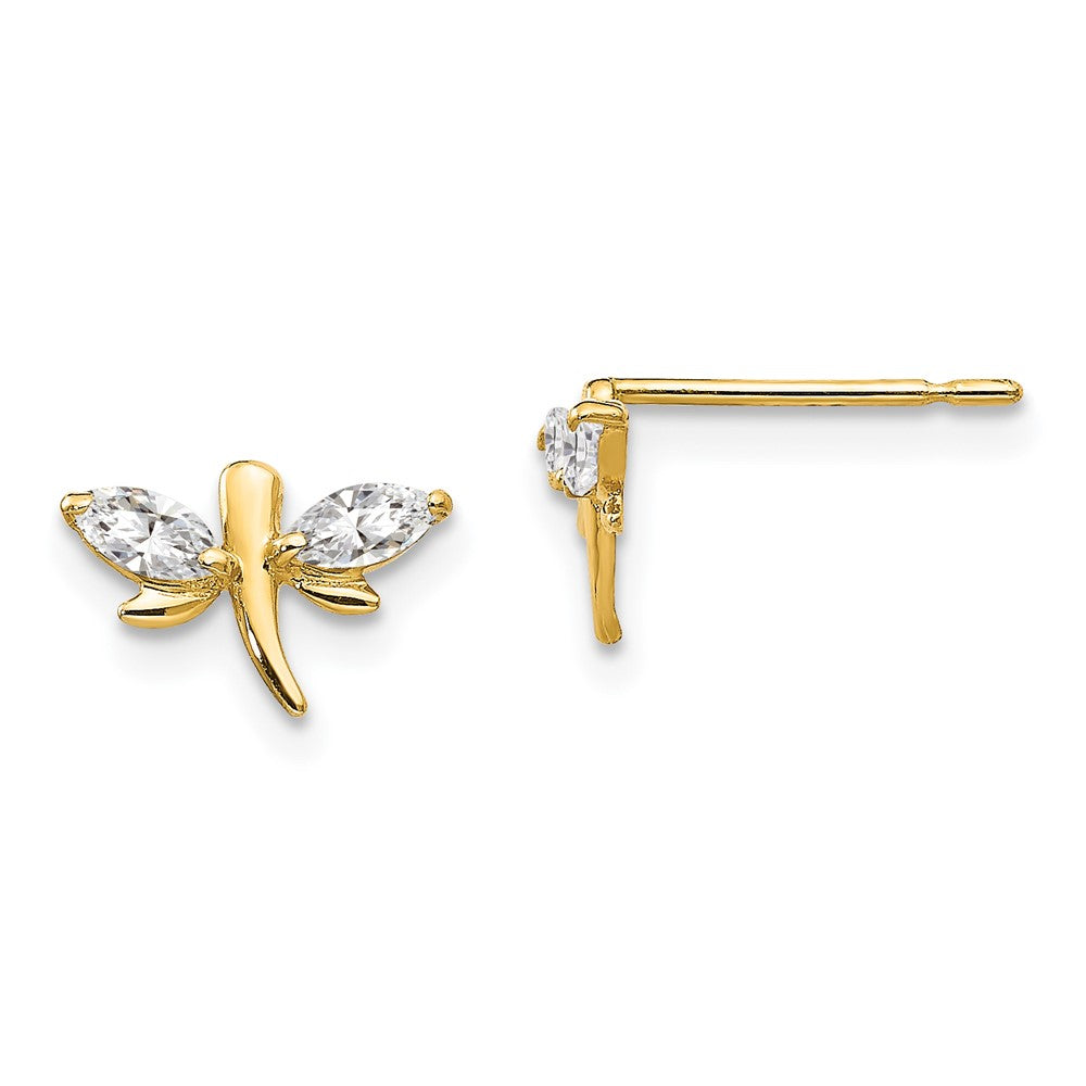 14k Madi K CZ Children's Dragonfly Post Earrings (0.39 grams)