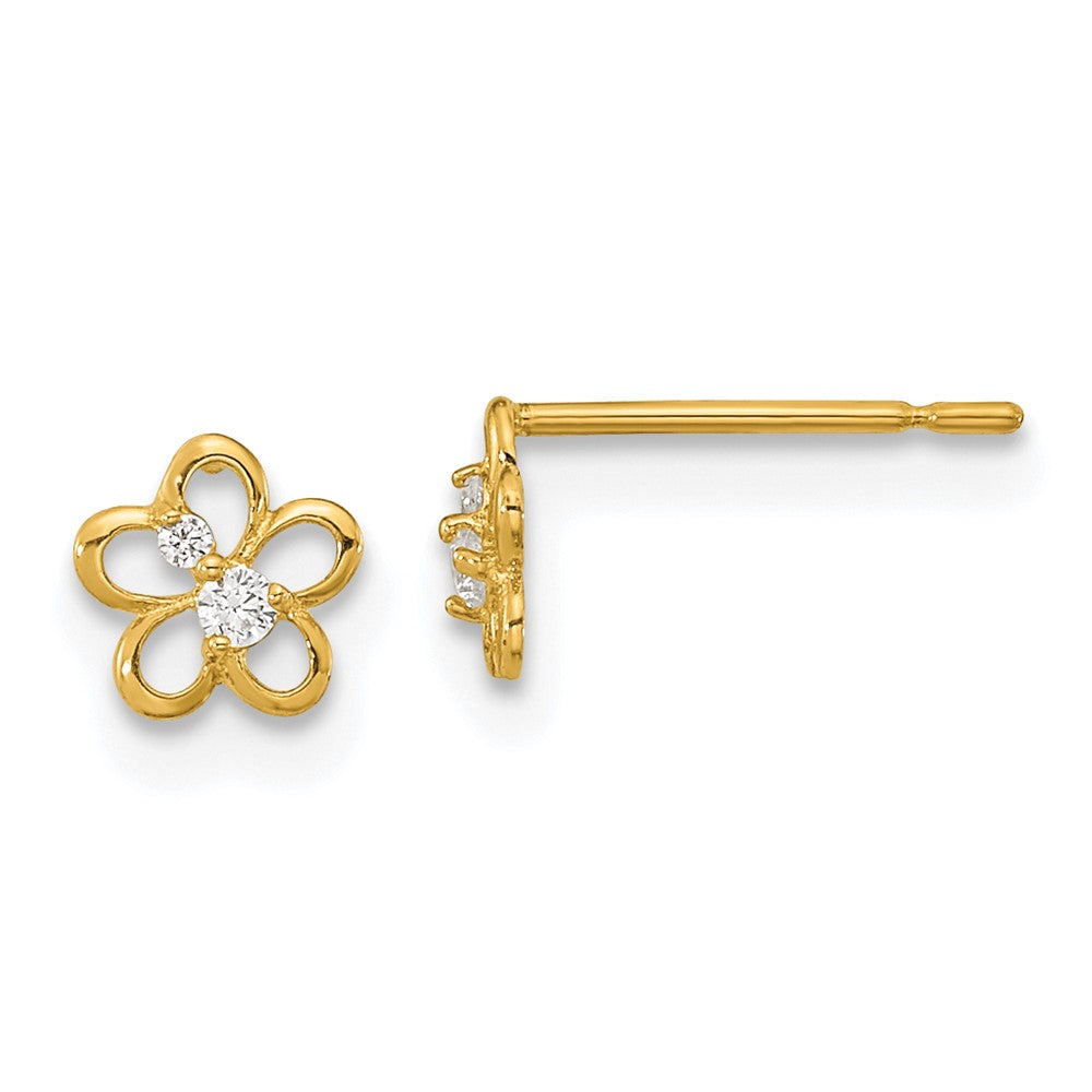 14k Madi K CZ Children's Flower Post Earrings (0.23 grams)