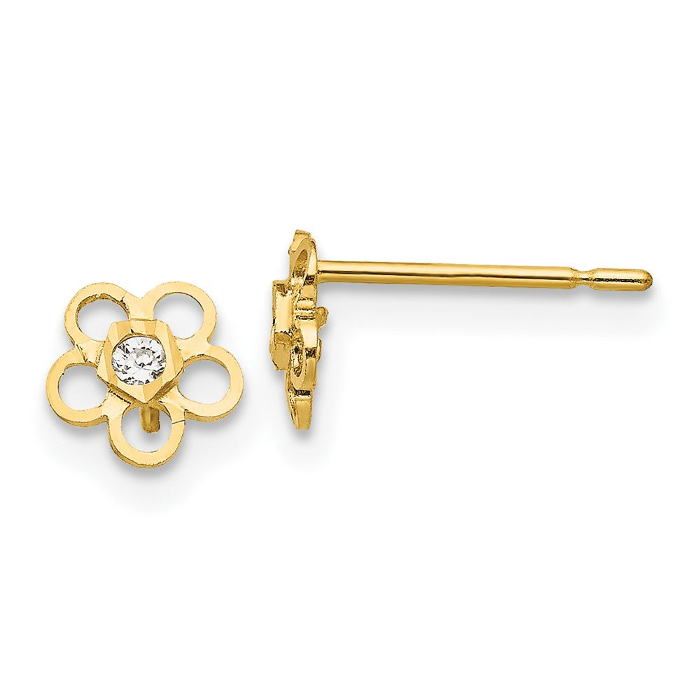 14k Madi K CZ D/C Children's Flower Post Earrings (0.28 grams)