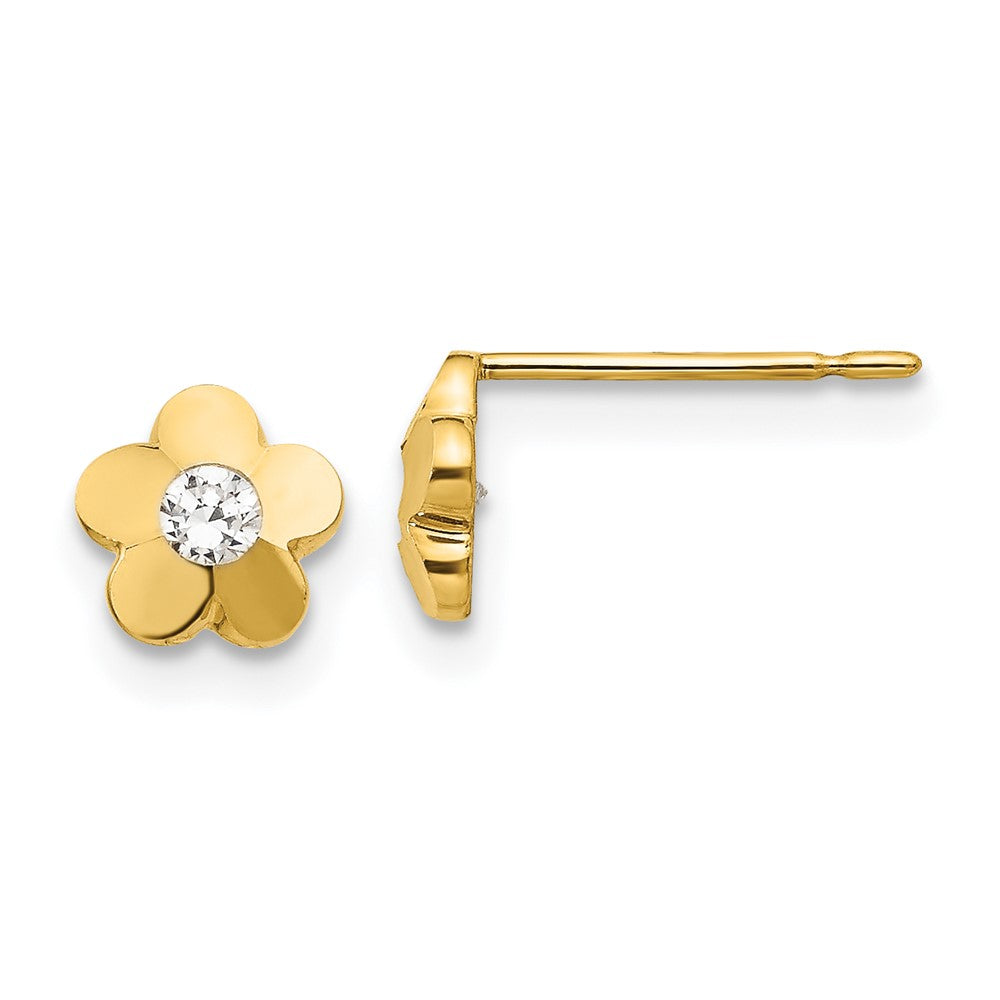 14k Madi K CZ D/C Children's Flower Post Earrings (0.5 grams)