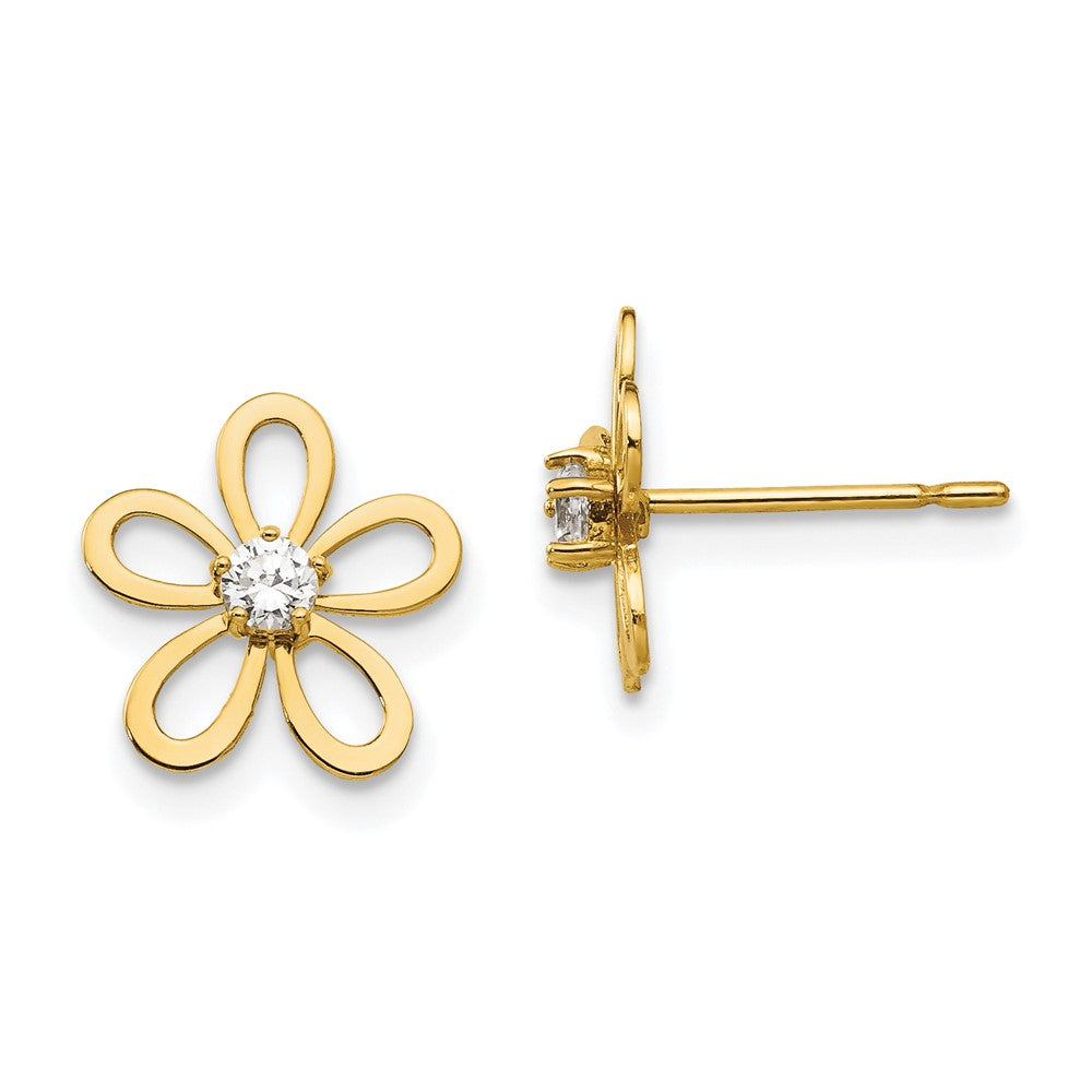 14k Madi K CZ Children's Flower Post Earrings (0.58 grams)