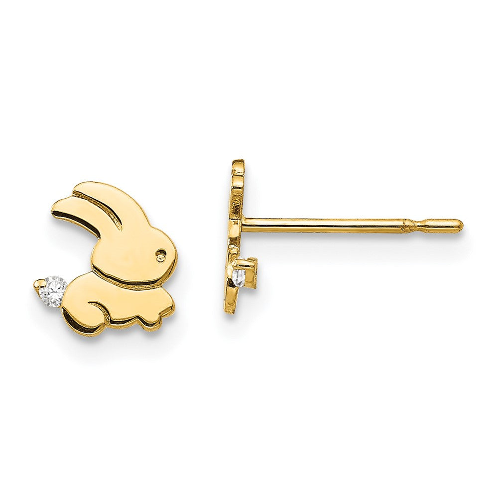 14k Madi K CZ Children's Bunny Post Earrings (0.35 grams)