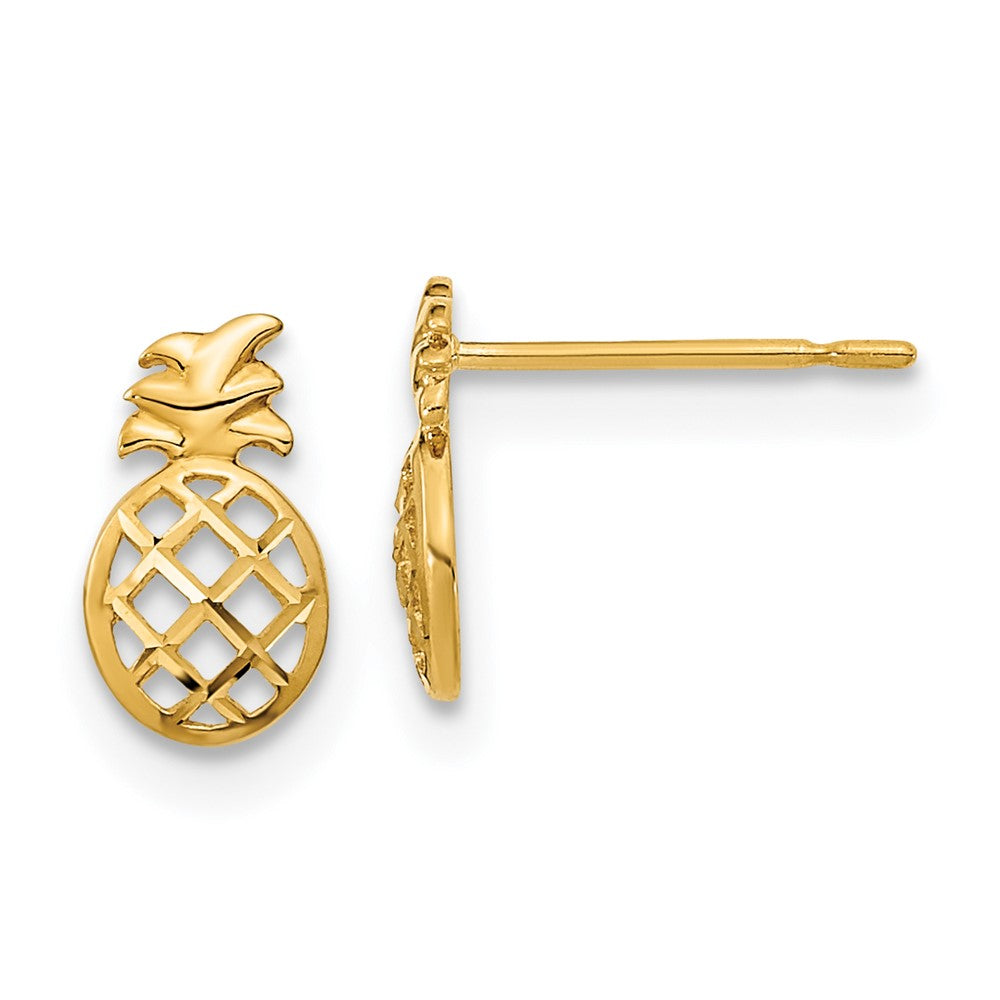 14k Madi K D/C Children's Pineapple Post Earrings (0.39 grams)