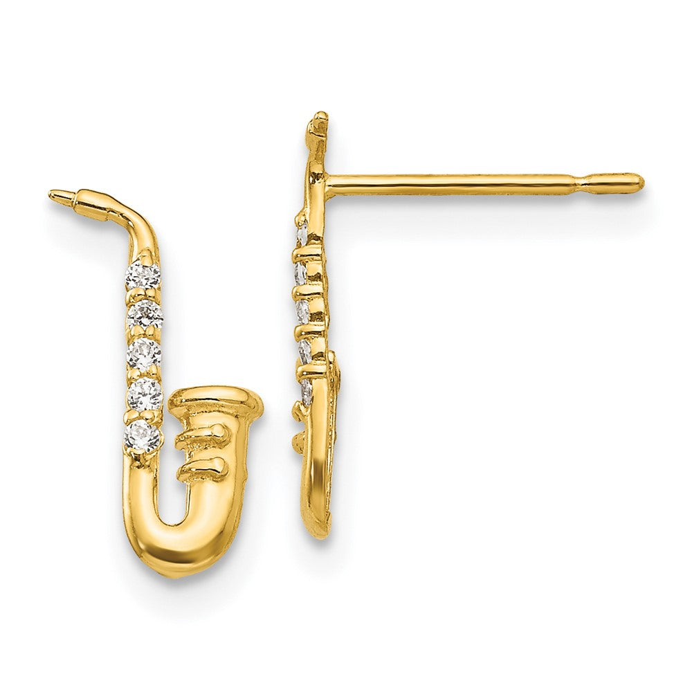 14k Madi K CZ Saxophone Post Earrings (0.4 grams)