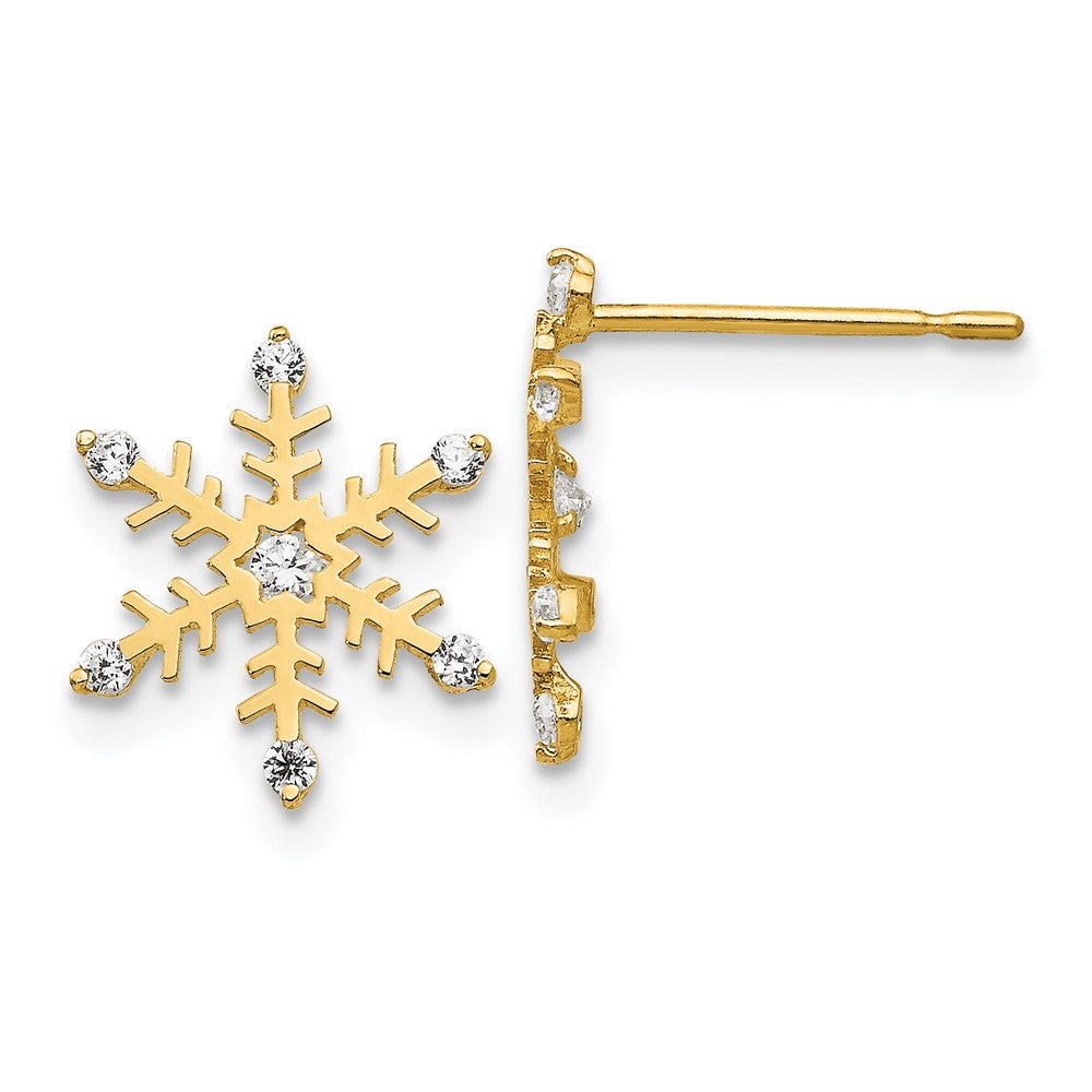 14k Madi K CZ Children's Snowflake Post Earrings (0.47 grams)