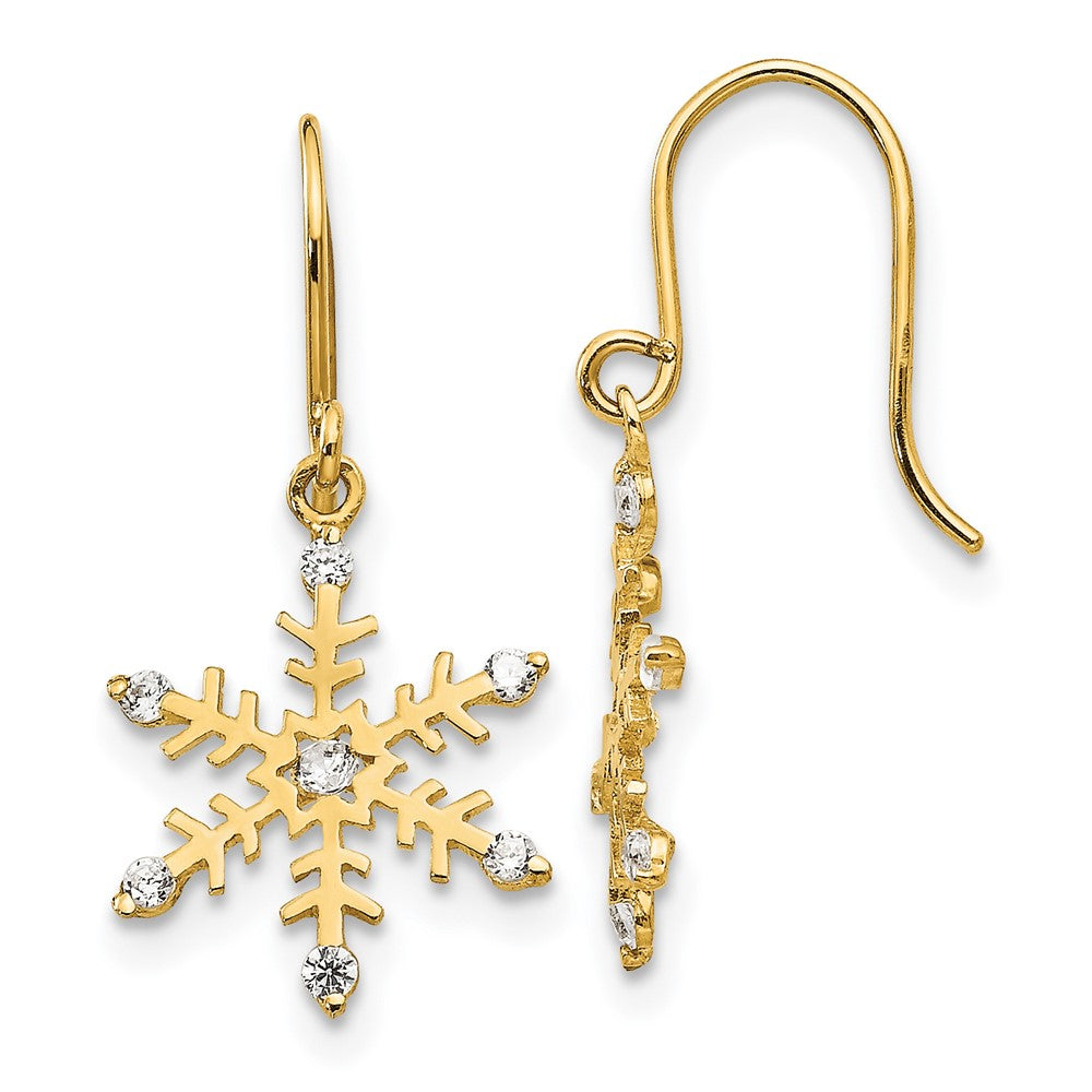 14k Madi K CZ Children's Snowflake Dangle Earrings (0.56 grams)