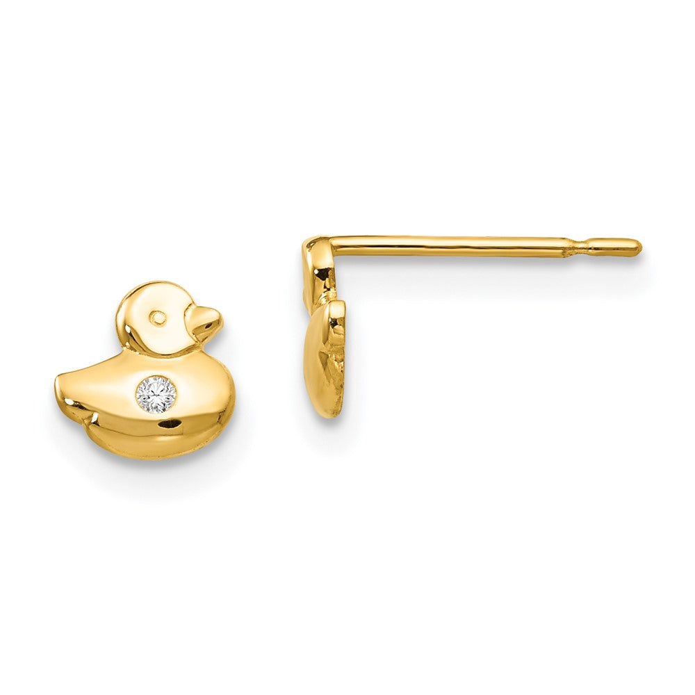 14k Madi K CZ Children's Duck Post Earrings (0.32 grams)