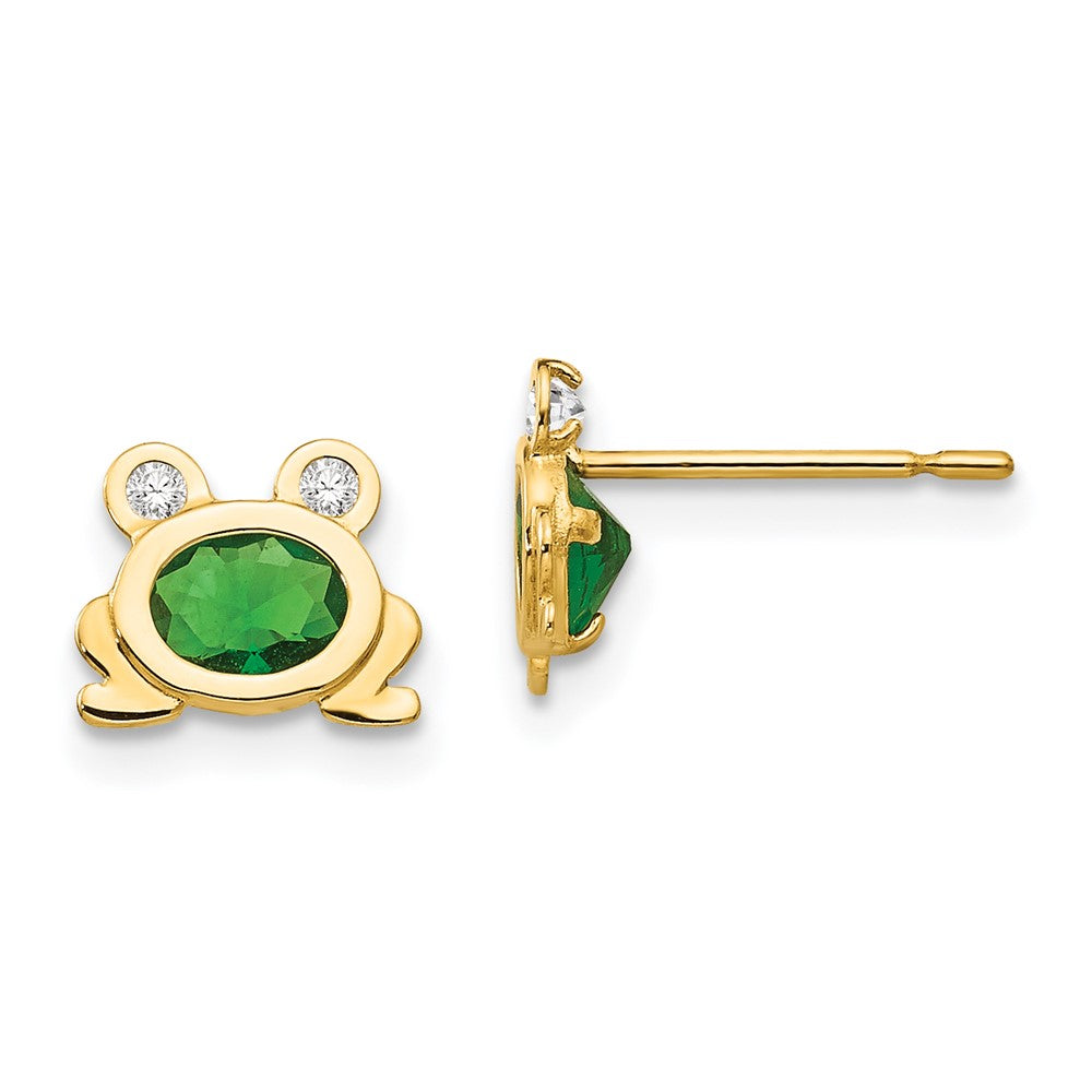 14k Madi K CZ Children's Frog Post Earrings (0.57 grams)