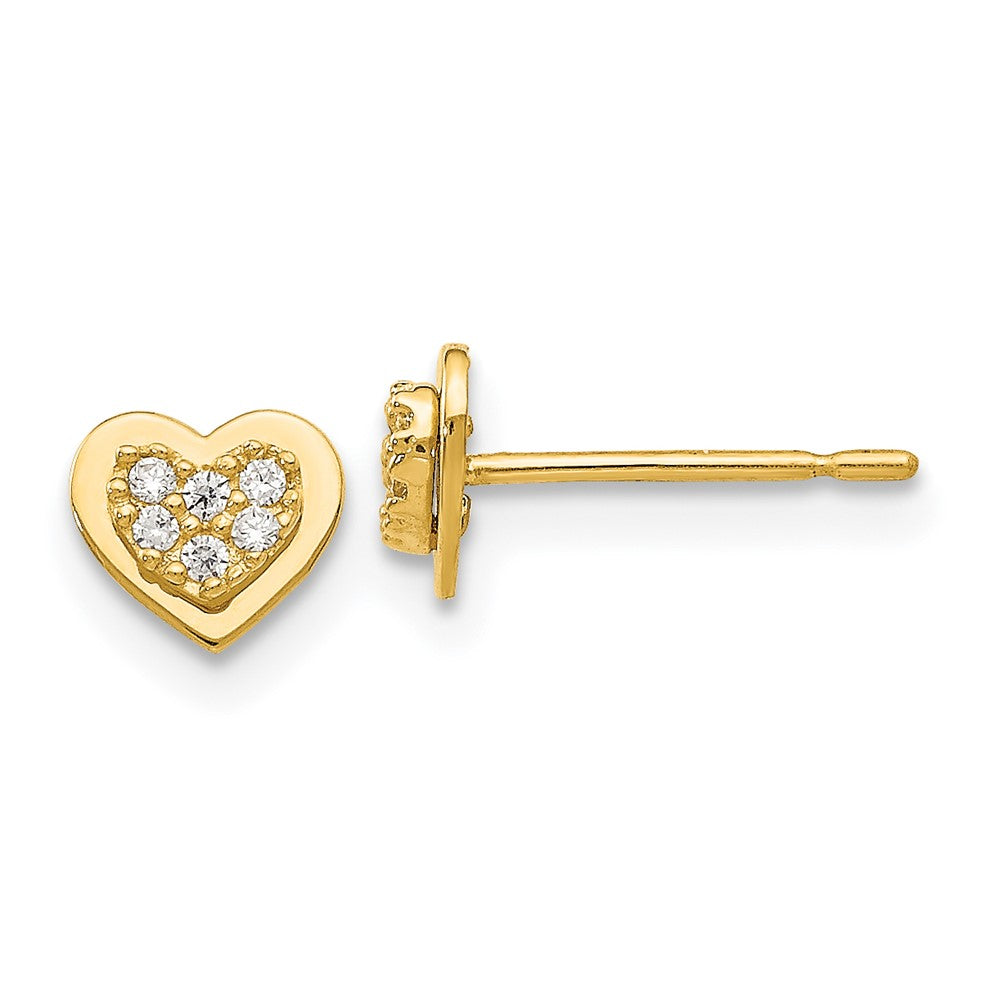 14k Madi K CZ Children's Heart Post Earrings (0.46 grams)