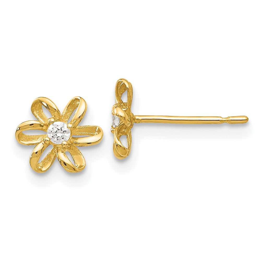 14k Madi K CZ Children's Flower Post Earrings (0.4 grams)