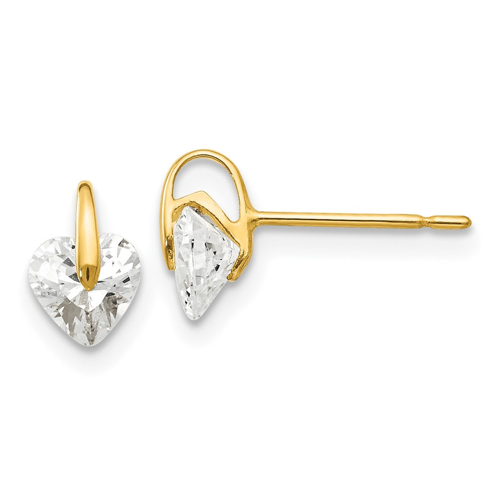 14k Madi K CZ Children's Heart Post Earrings (0.55 grams)