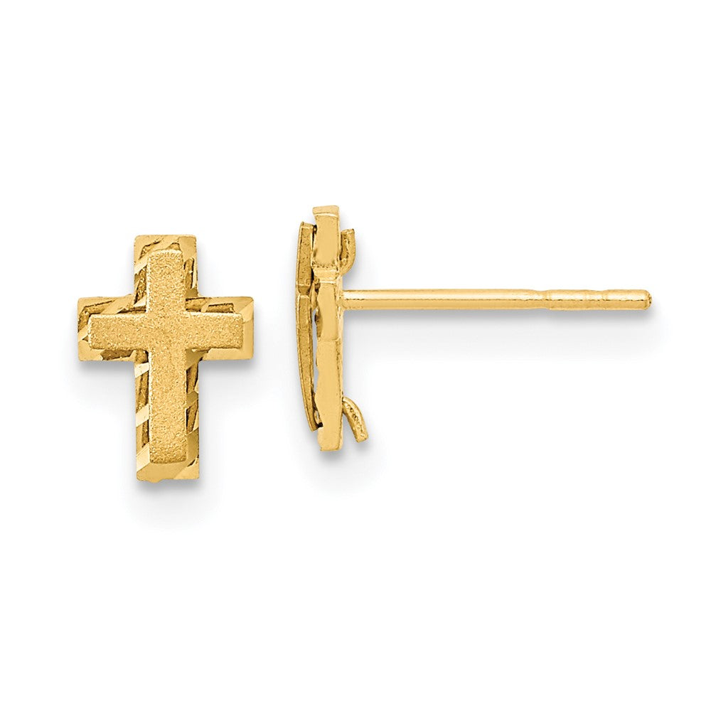14k Madi K Satin & Polished Diamond-cut Cross Post Earrings (0.53 grams)