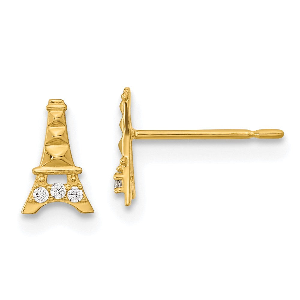 14k Madi K Kids CZ Eiffel Tower Post Earrings (0.44 grams)