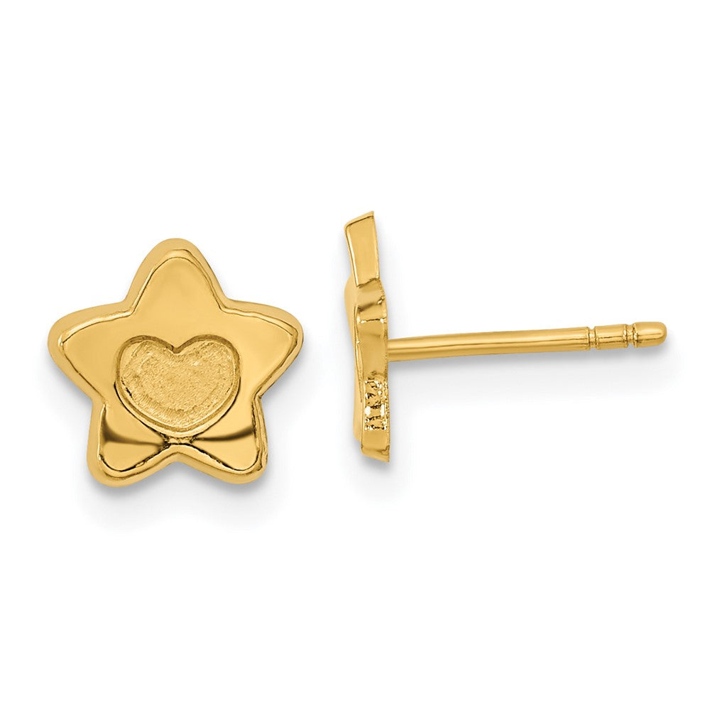 14k Madi K Satin and Polished Heart in Star Post Earrings (0.34 grams)