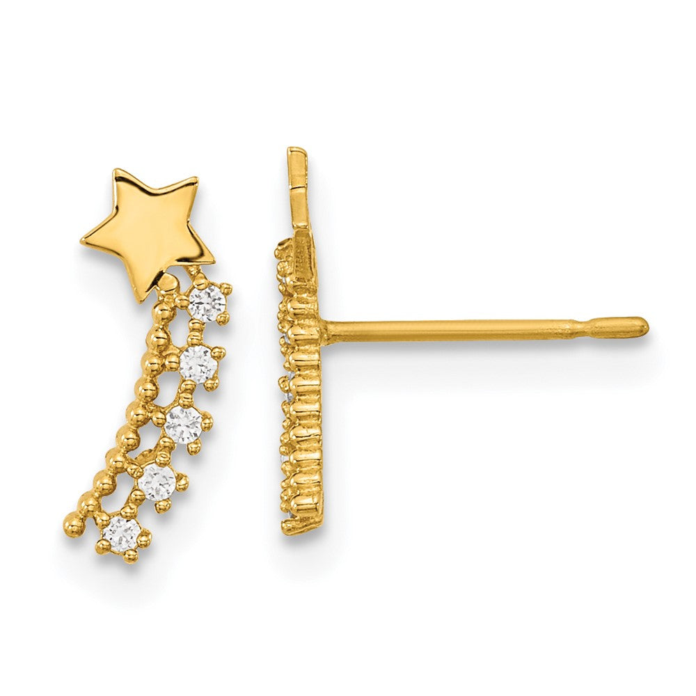 14k Madi K Kids CZ Shooting Star Post Earrings (0.6 grams)