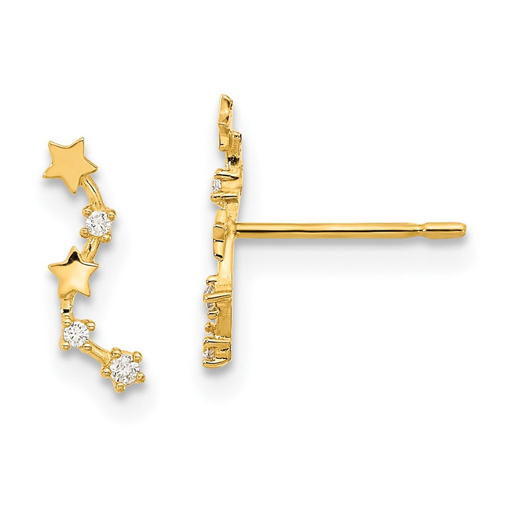 14k Madi K Curved Stars CZ Post Dangle Earrings (0.43 grams)