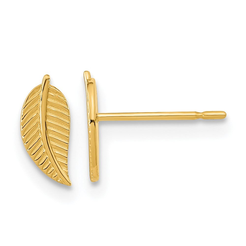 14k Madi K Kids Leaf Post Earrings (0.51 grams)