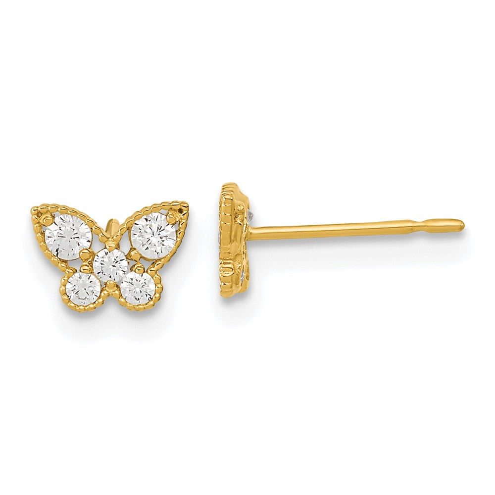 14k Madi K Kids CZ Butterfly Post Earrings (0.54 grams)