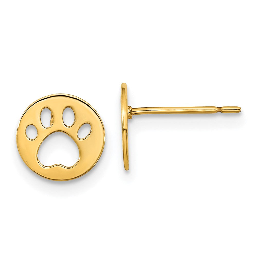 14k Madi K Kids Pawprint Post Earrings (0.55 grams)