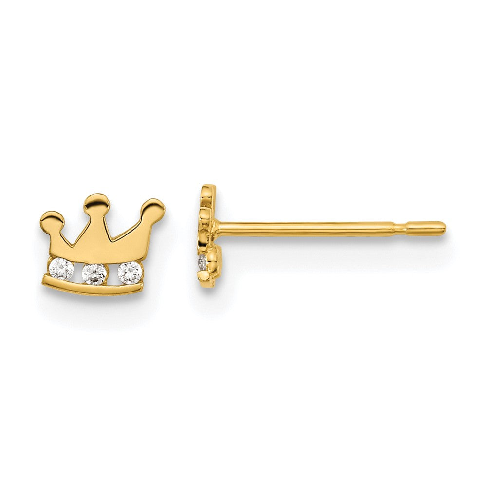 14k Madi K Kids CZ Crown Post Earrings (0.39 grams)