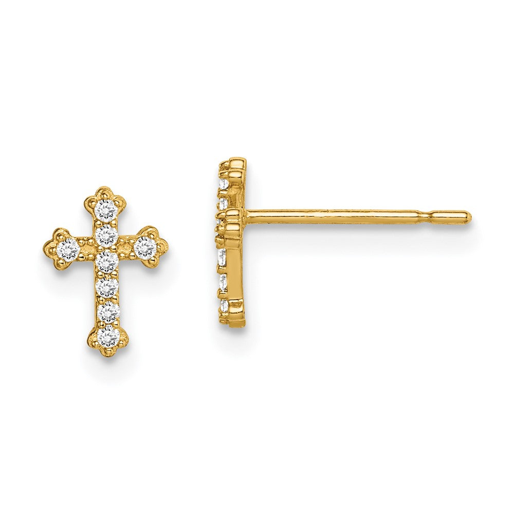 14k Madi K CZ Cross Post Earrings (0.53 grams)