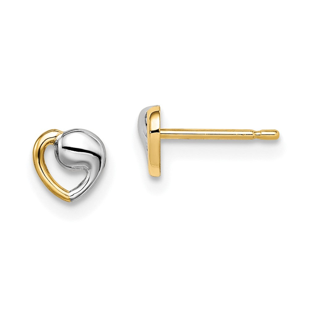 14k Madi K & White Rhodium Heart Post Earrings (0.37 grams)