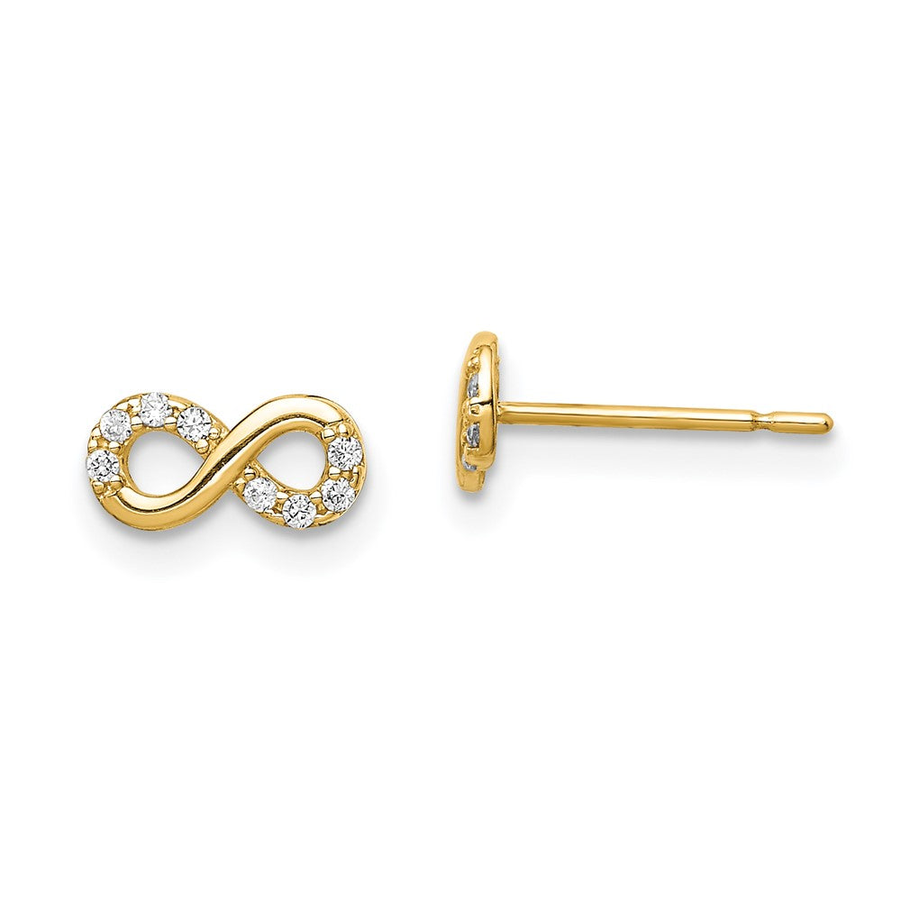 14k Madi K CZ Infinity Symbol Post Earrings (0.57 grams)