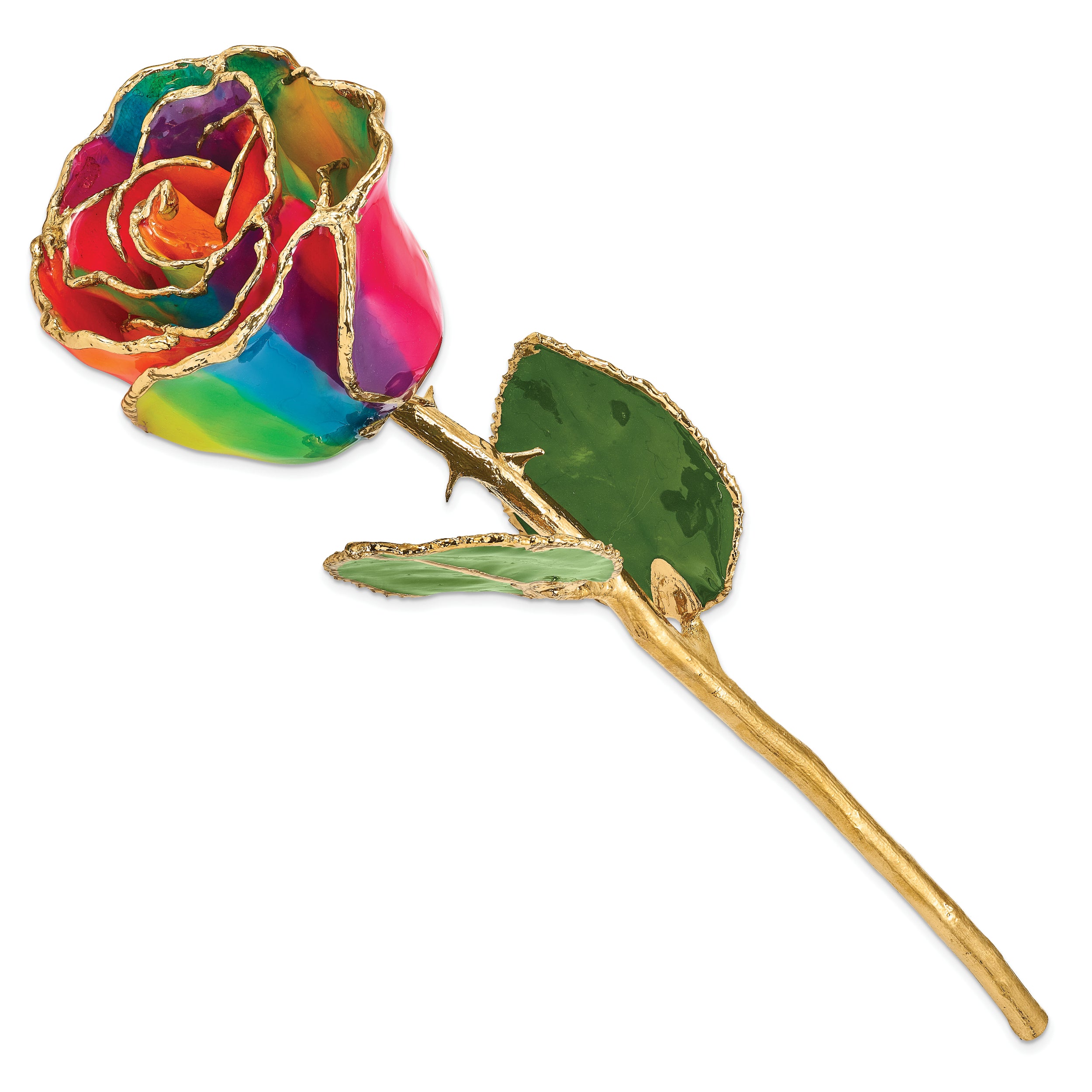 Lacquer Dipped Gold Trim Paradise Neon Tie Dyed Rose