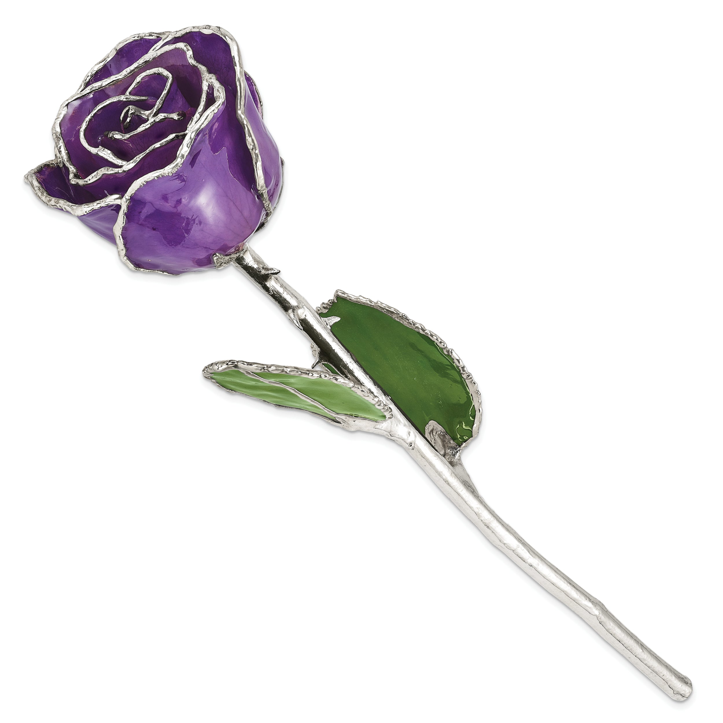 Lacquer Dipped Silver Trimmed Lilac Rose