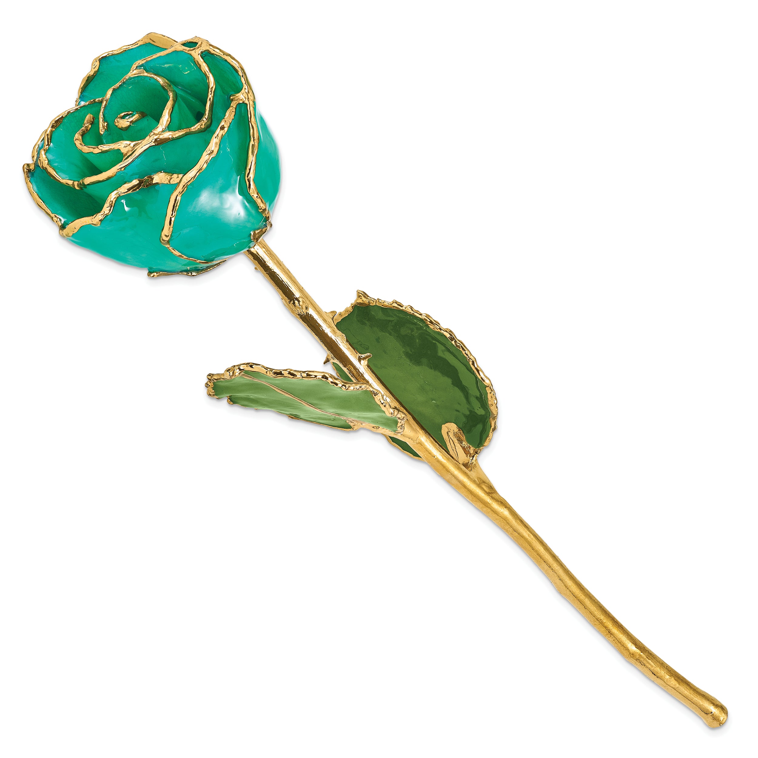 Lacquer Dipped Gold Trim Monet Green Rose