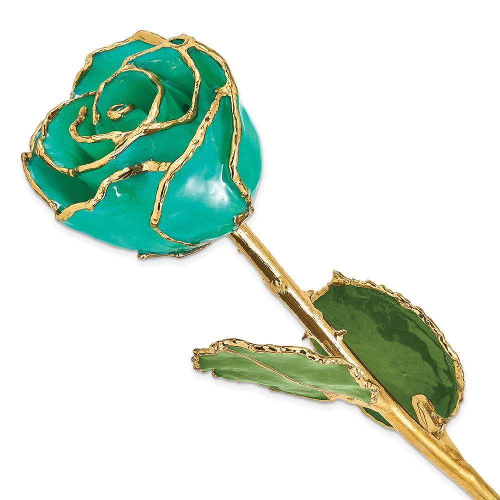 Lacquer Dipped Gold Trim Monet Green Rose