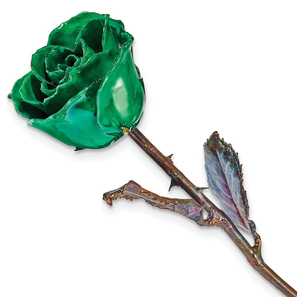 Lacquer Dipped Copper Trim Turquoise Green Rose