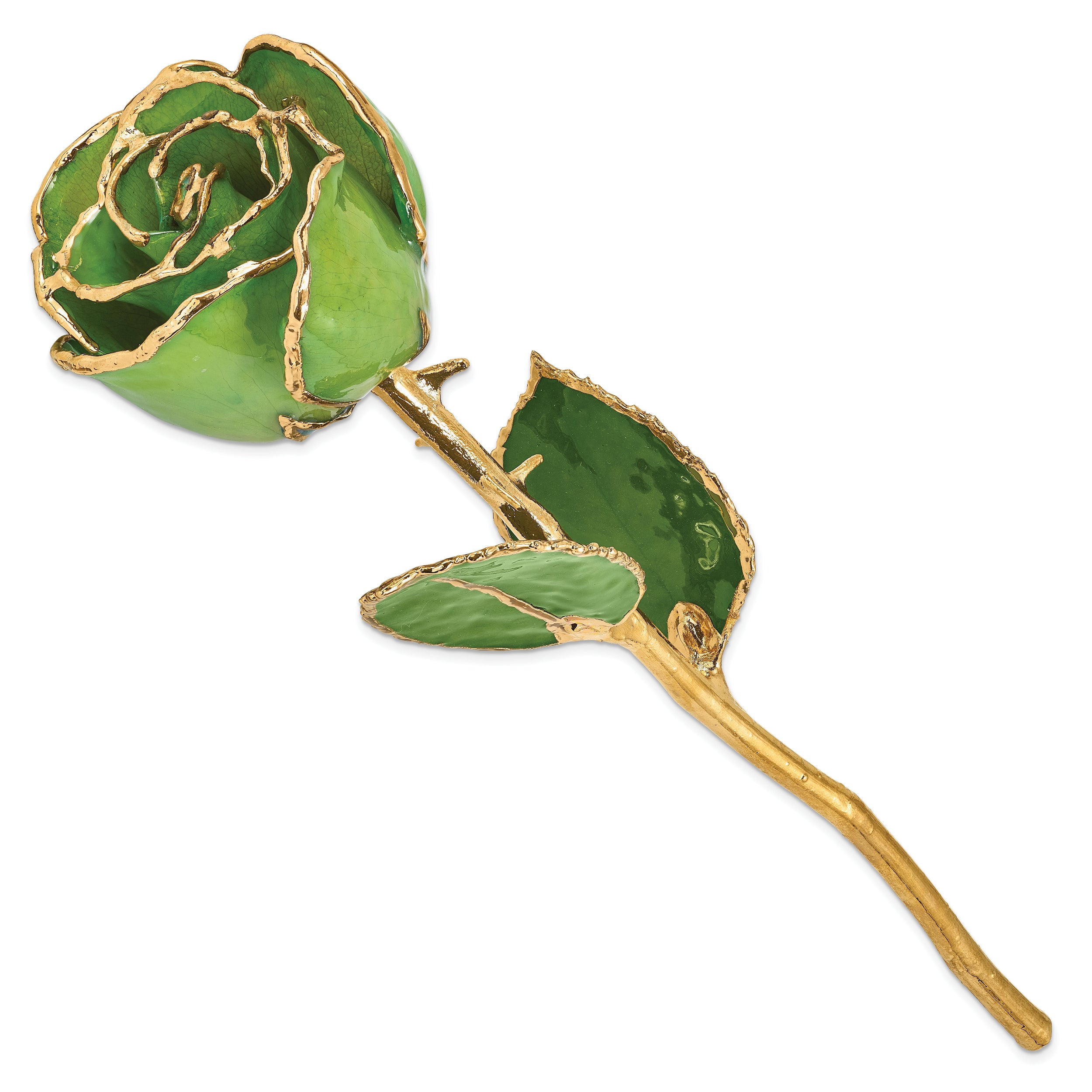 Lacquer Dipped Gold Trimmed Peridot/Topaz Rose