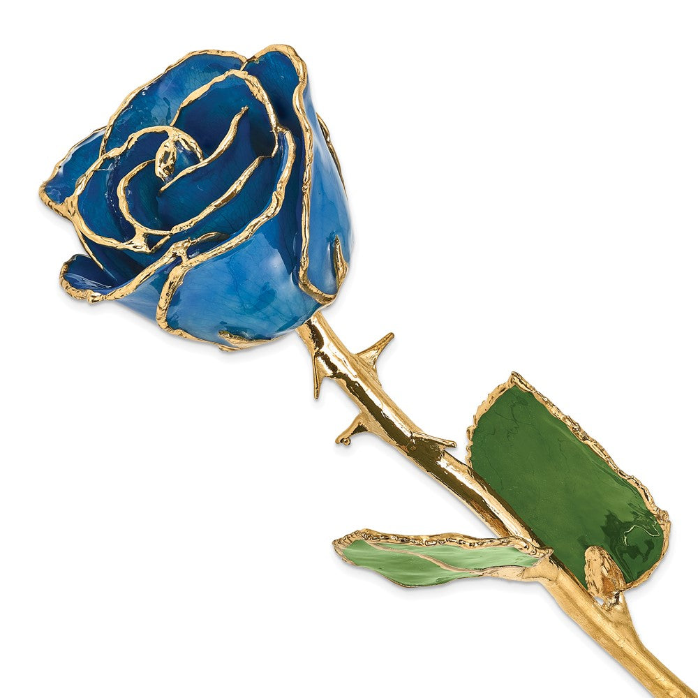 Lacquer Dipped Gold Trim Blue Rose