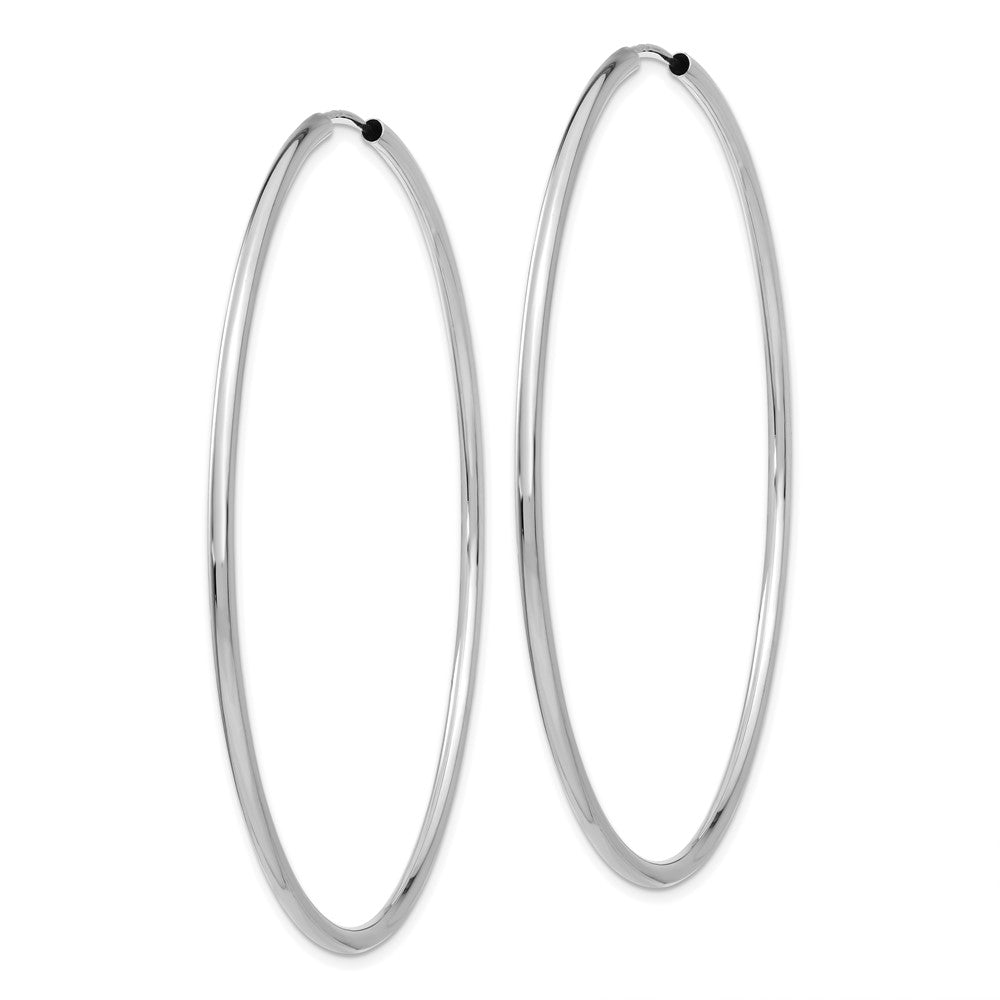 14k White Gold 65 mm Polished Endless Hoop Earrings (3.46 grams)