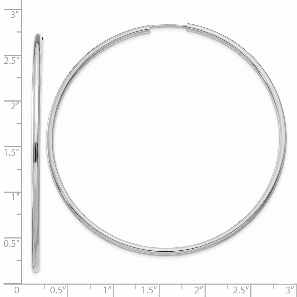 14k White Gold 65 mm Polished Endless Hoop Earrings (3.46 grams)