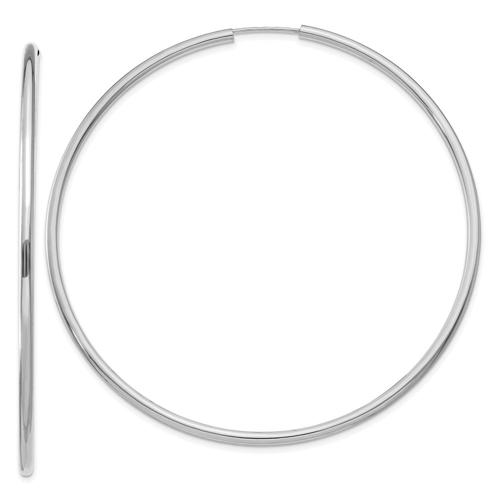 14k White Gold 65 mm Polished Endless Hoop Earrings (3.46 grams)