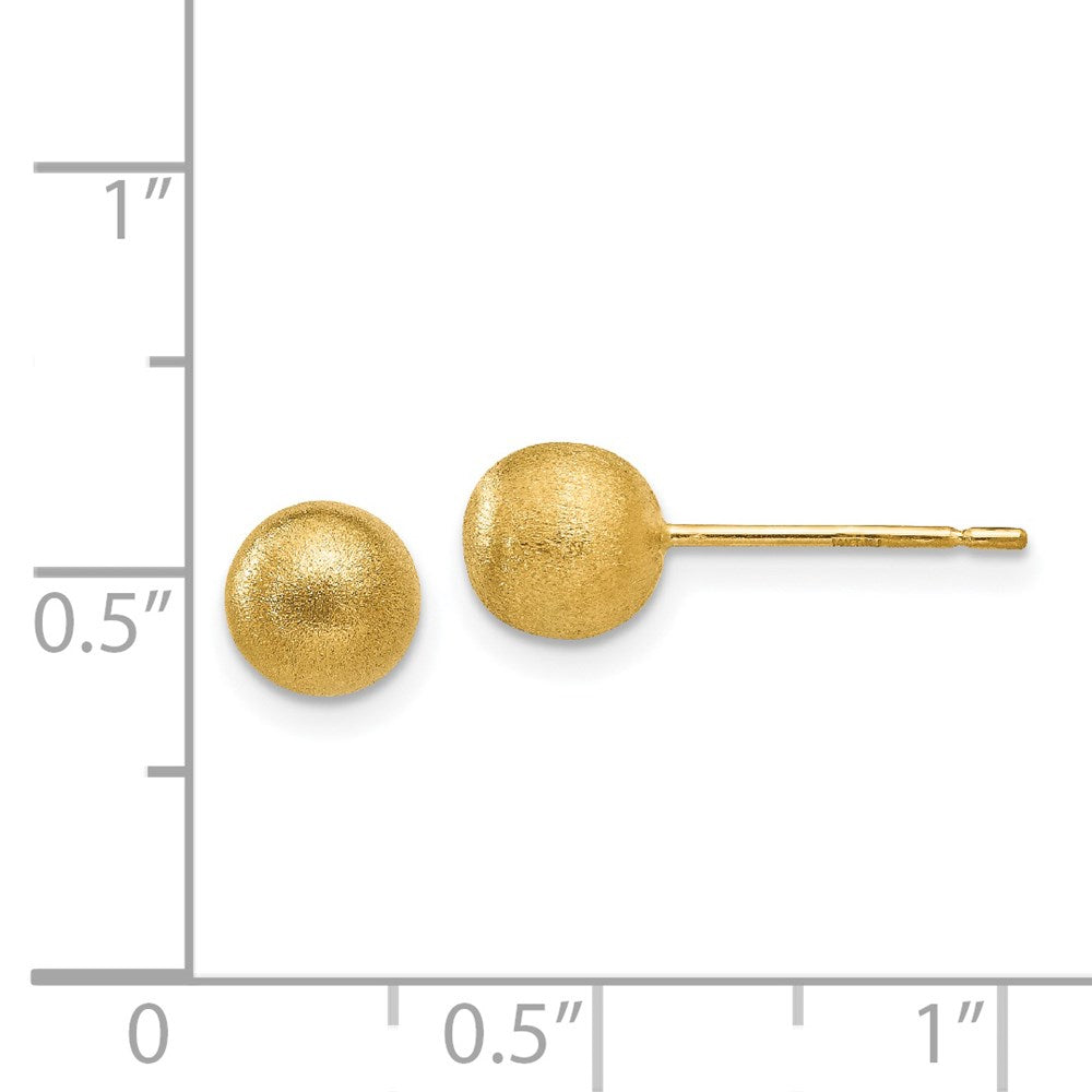 14k Yellow Gold 6 mm Satin Ball Post Earrings (0.9 grams)