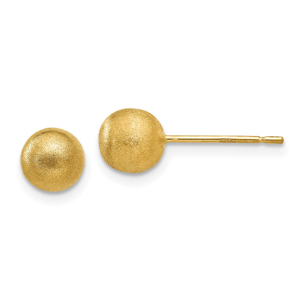 14k Yellow Gold 6 mm Satin Ball Post Earrings (0.9 grams)