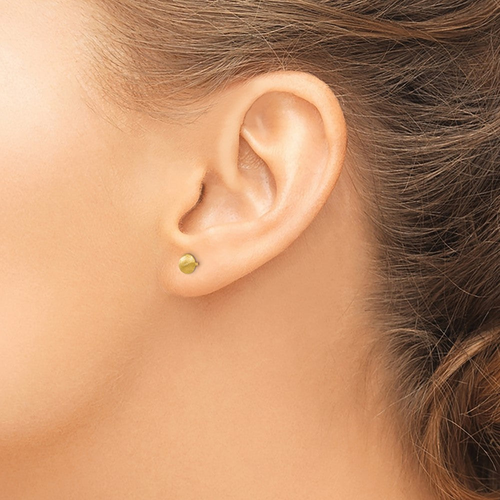 14k Yellow Gold 5 mm Satin Puffed Button Post Earrings (0.62 grams)