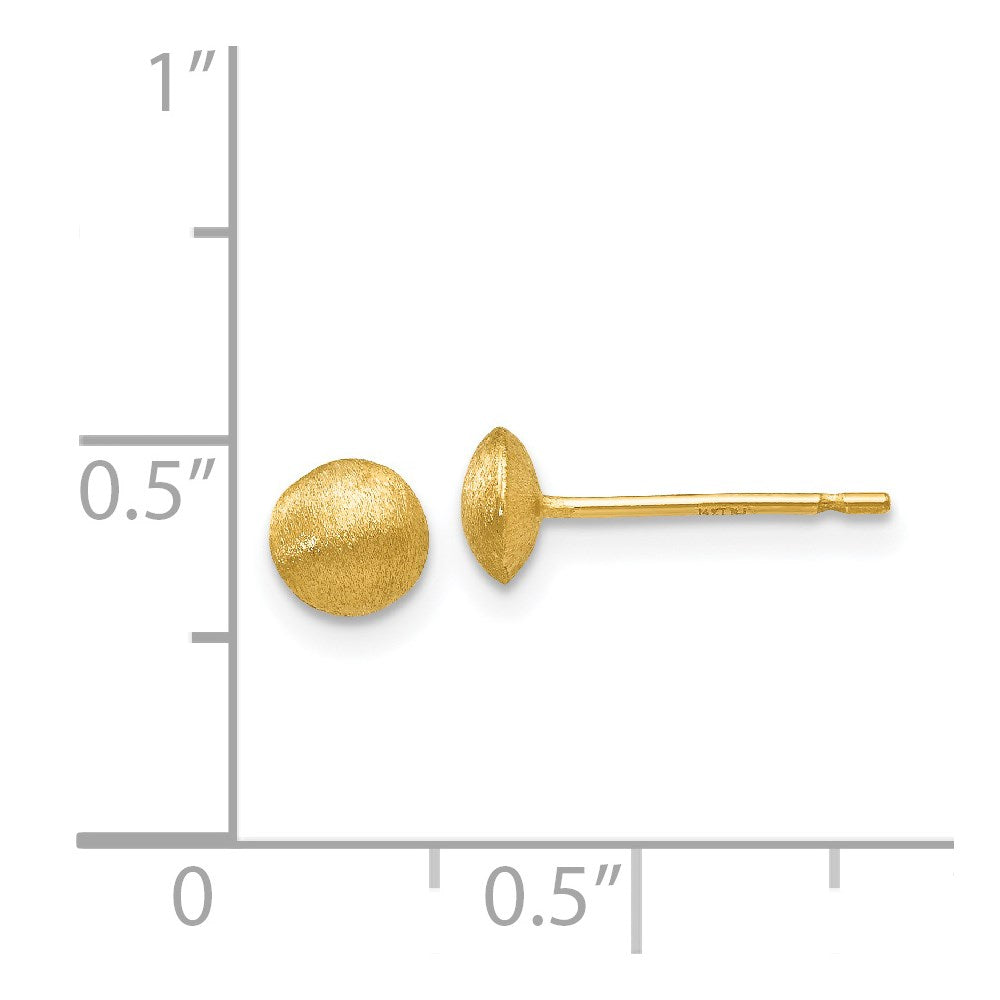 14k Yellow Gold 5 mm Satin Puffed Button Post Earrings (0.62 grams)